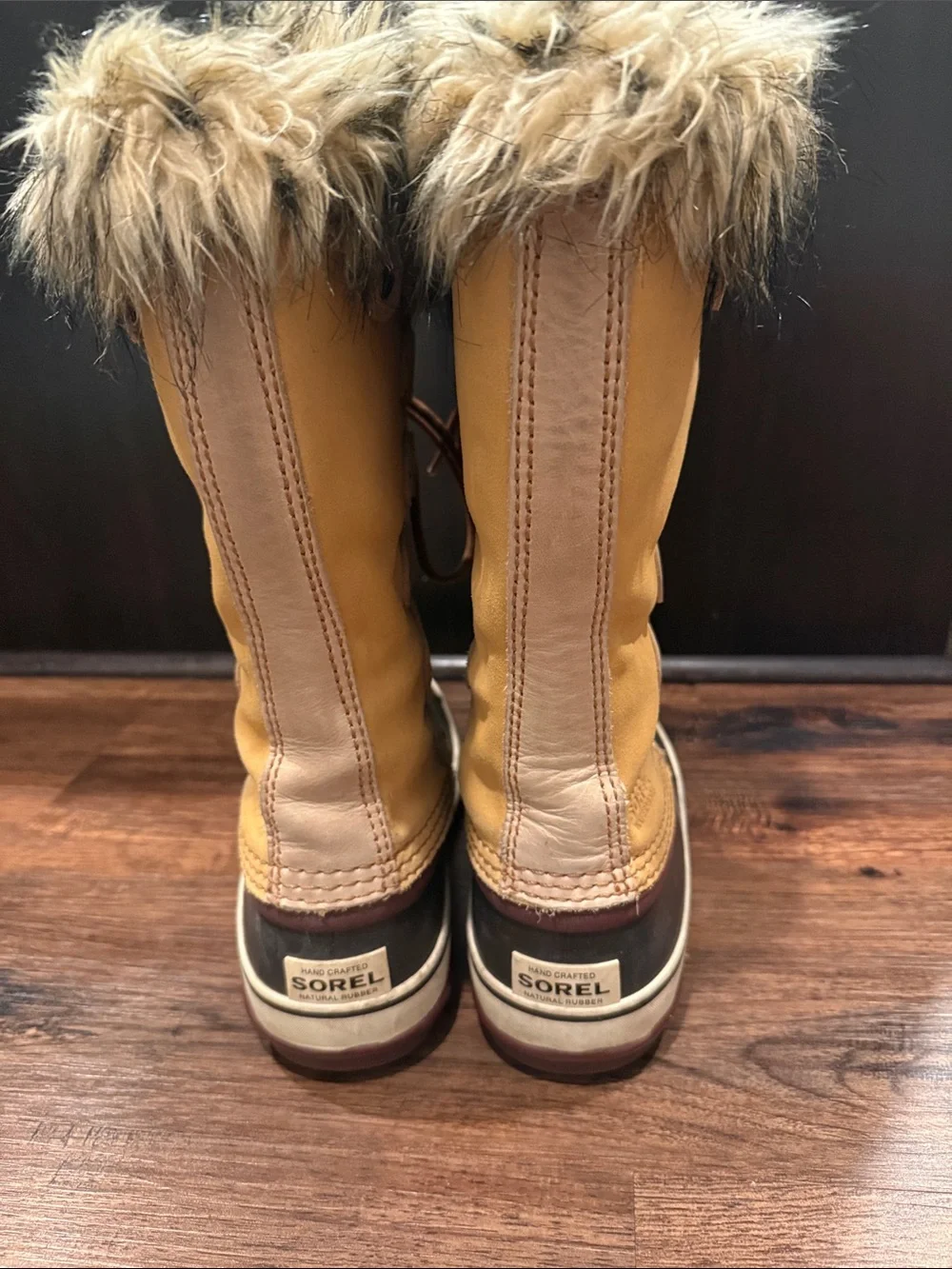 Sorel Women's Tan and Brown Lace-Up Winter Boot with Faux Fur Cuff
